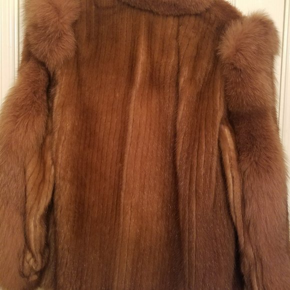 Mink Car Coat with Fox Trim - Picture 5 of 5